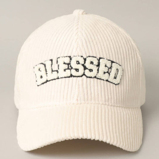 3D Embroidered Corduroy Baseball Cap - Blessed